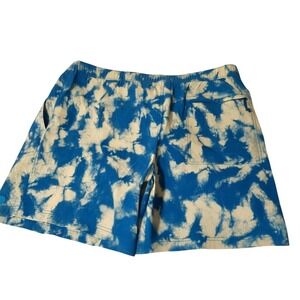 The North Face Shorts Mens XXL Blue White Tie Dye Cloud Print Nylon Stretch